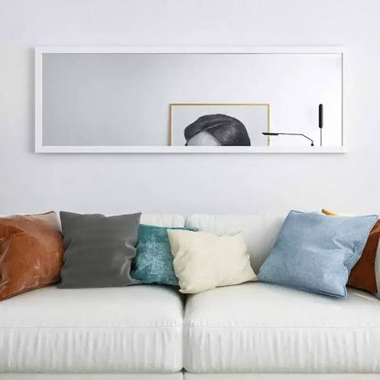Miroir mural sur porte 48 x 16 pouces, pleine longueur, avec 2 crochets métalliques, pour chambre, salon, salle de bain, blanc