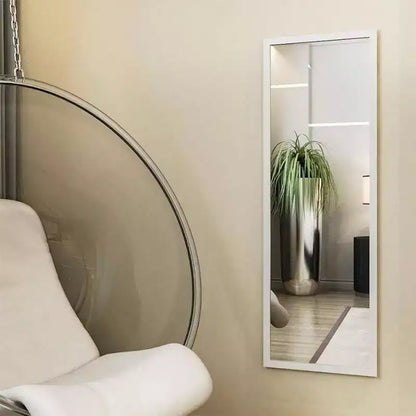 Miroir mural sur porte 48 x 16 pouces, pleine longueur, avec 2 crochets métalliques, pour chambre, salon, salle de bain, blanc