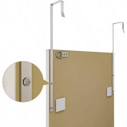 Miroir mural sur porte 48 x 16 pouces, pleine longueur, avec 2 crochets métalliques, pour chambre, salon, salle de bain, blanc