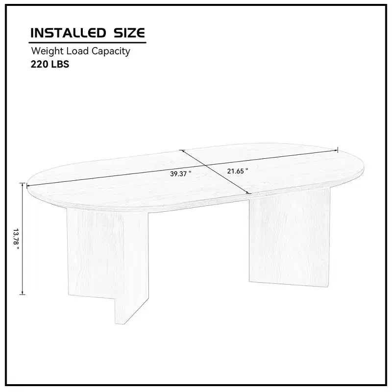Table basse ovale moderne en placage de bois de 100 cm avec base en MDF