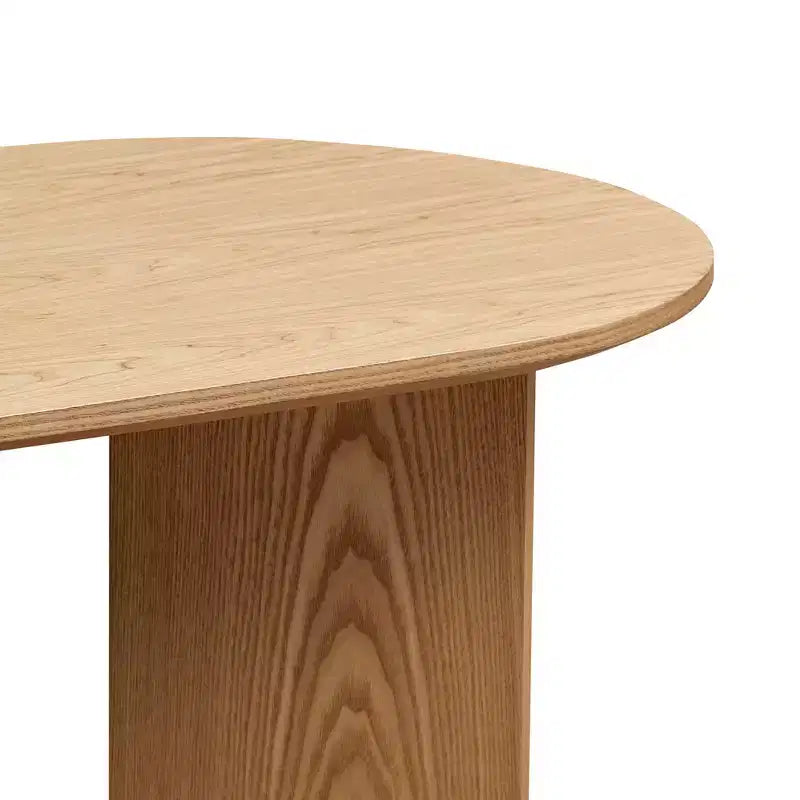 Table basse ovale moderne en placage de bois de 100 cm avec base en MDF