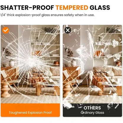 Miroir pleine longueur grand miroir de sol avec cadre en aluminium noir pour chambre salon salle de bain verre transparent anti-buée