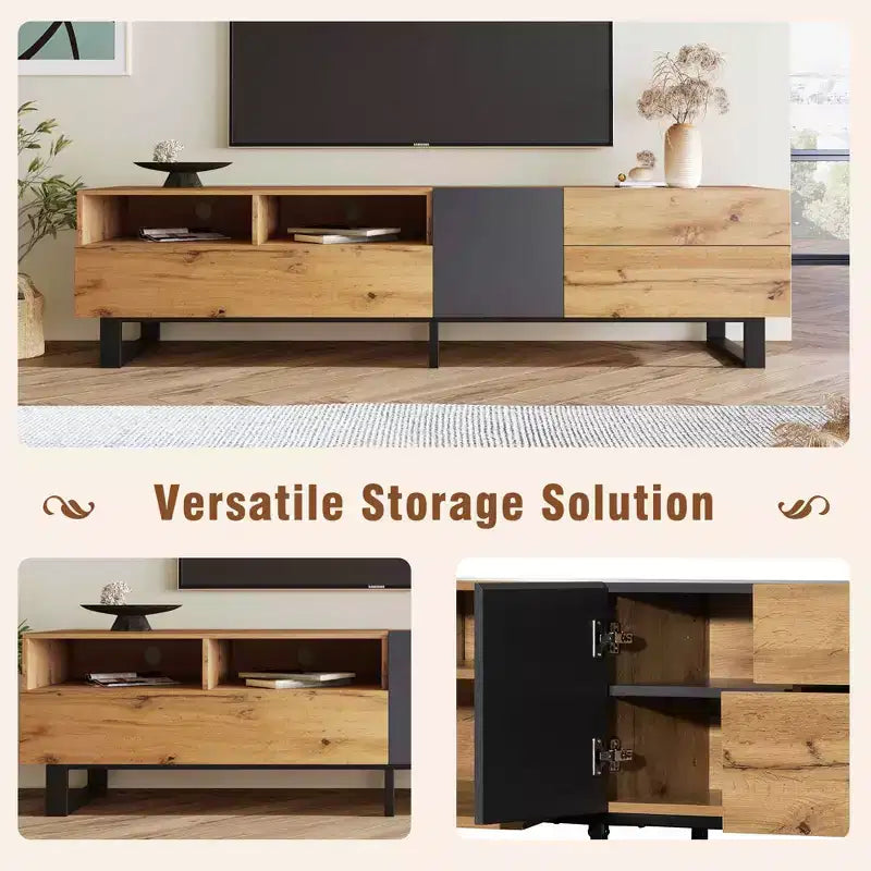 Meuble TV pour télévision de 80" avec deux rangements et porte abattante