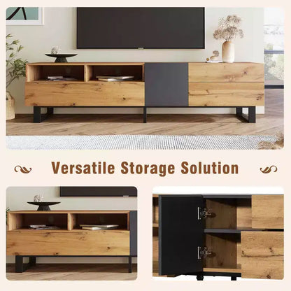 Meuble TV pour télévision de 80" avec deux rangements et porte abattante
