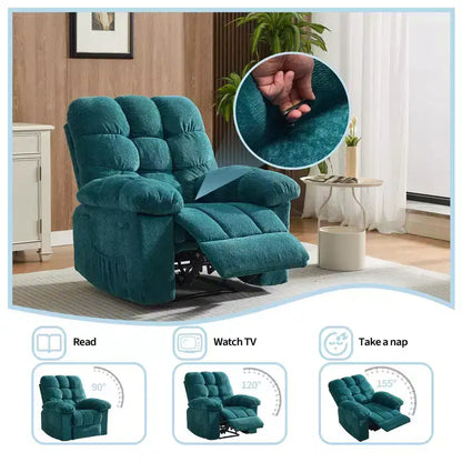 Fauteuil inclinable manuel surdimensionné avec pochette latérale, capacité de 136 kg
