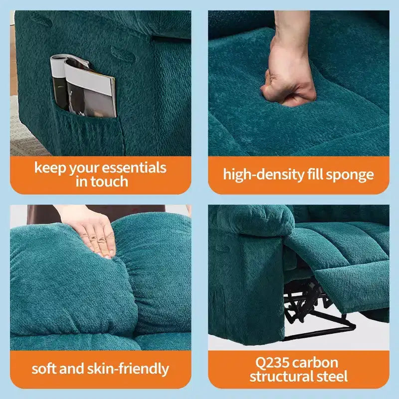 Fauteuil inclinable manuel surdimensionné avec pochette latérale, capacité de 136 kg
