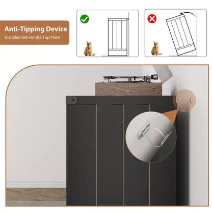 Meuble tourne-disque, meuble de platine de style ferme avec 6 rangements pour vinyles, étagère de présentation de vinyles, organisateur de rangement en bois pour salon, noir