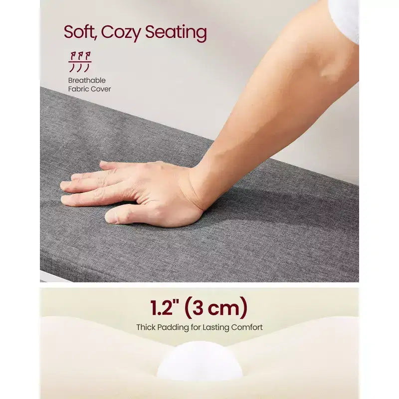 Banc de rangement pour chaussures, banc d'entrée avec 20 compartiments et siège rembourré, capacité de 136 kg pour chambre à coucher, blanc nuage et gris