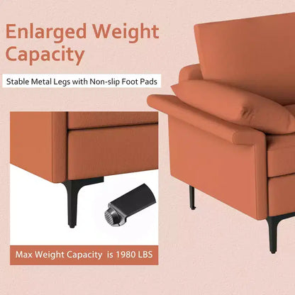 Canapé modulable 3 places en tissu avec ports USB et prise de courant intégrés - Rouge/Vert