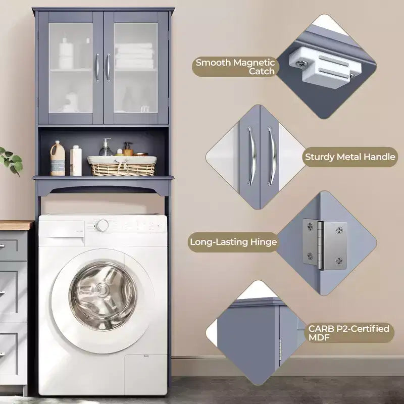 Meuble de rangement sur pied au-dessus des toilettes avec étagère pour salle de bain