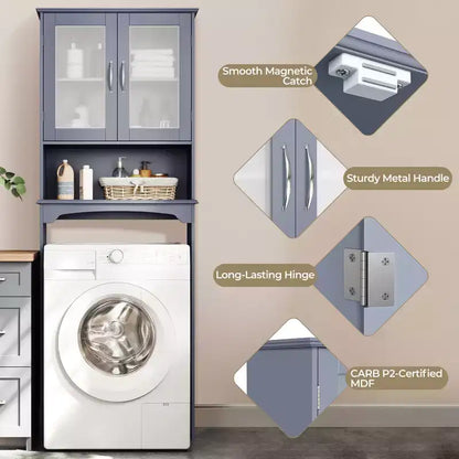 Meuble de rangement sur pied au-dessus des toilettes avec étagère pour salle de bain