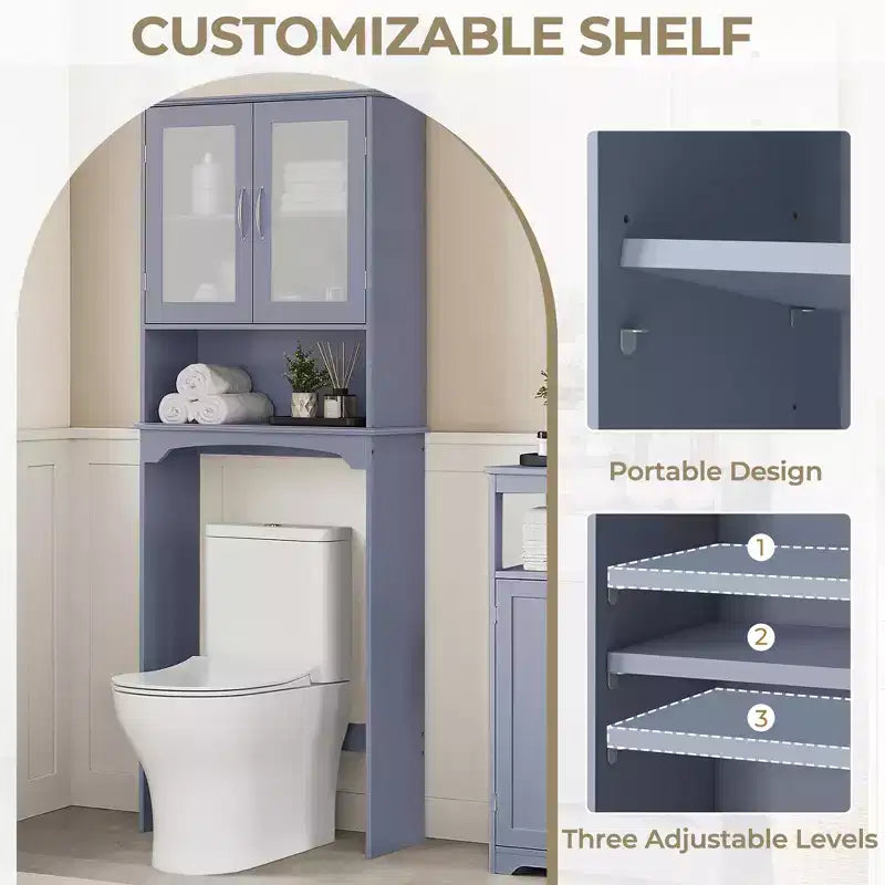 Meuble de rangement sur pied au-dessus des toilettes avec étagère pour salle de bain