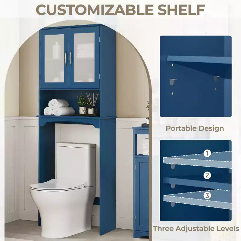 Meuble de rangement sur pied au-dessus des toilettes avec étagère pour salle de bain