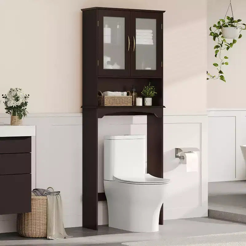 Meuble de rangement sur pied au-dessus des toilettes avec étagère pour salle de bain
