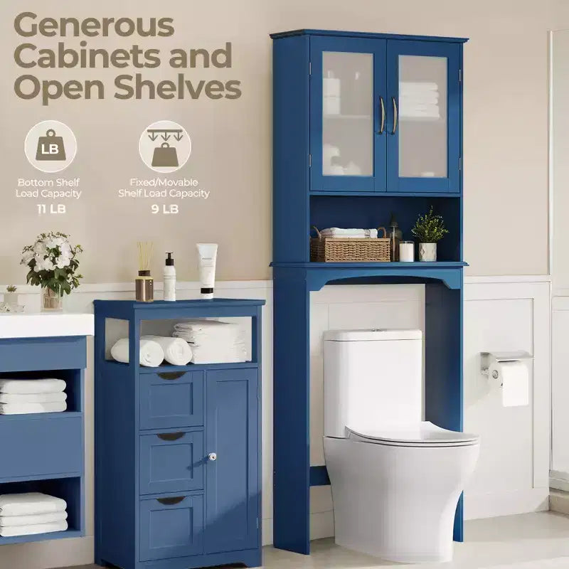 Meuble de rangement sur pied au-dessus des toilettes avec étagère pour salle de bain