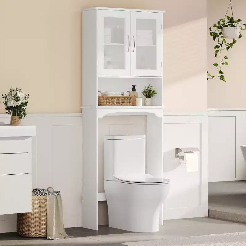 Meuble de rangement sur pied au-dessus des toilettes avec étagère pour salle de bain