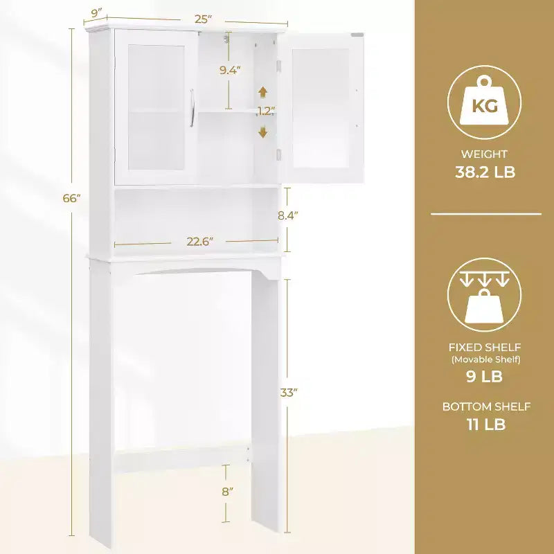 Meuble de rangement sur pied au-dessus des toilettes avec étagère pour salle de bain