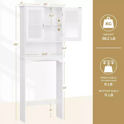 Meuble de rangement sur pied au-dessus des toilettes avec étagère pour salle de bain
