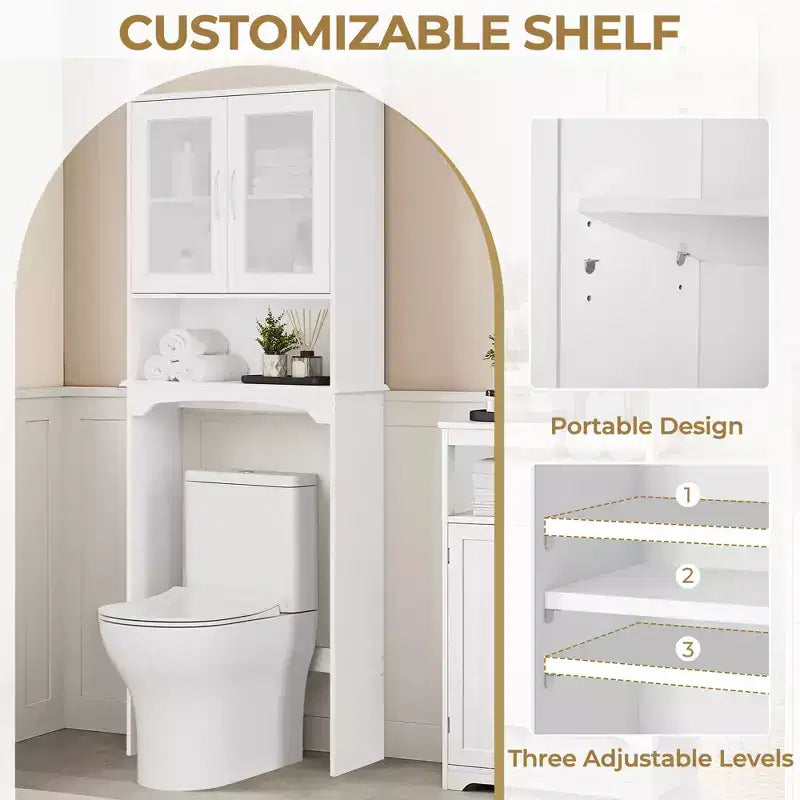 Meuble de rangement sur pied au-dessus des toilettes avec étagère pour salle de bain