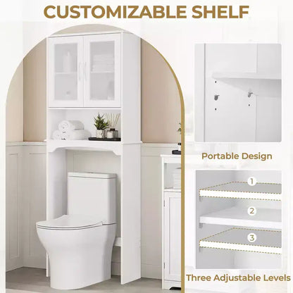 Meuble de rangement sur pied au-dessus des toilettes avec étagère pour salle de bain