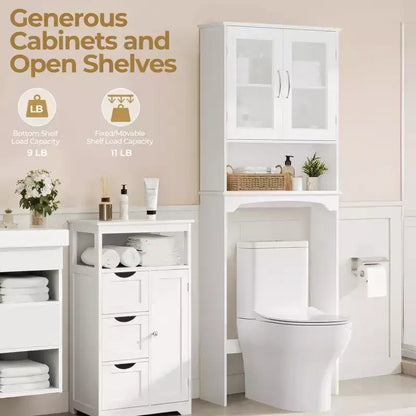 Meuble de rangement sur pied au-dessus des toilettes avec étagère pour salle de bain