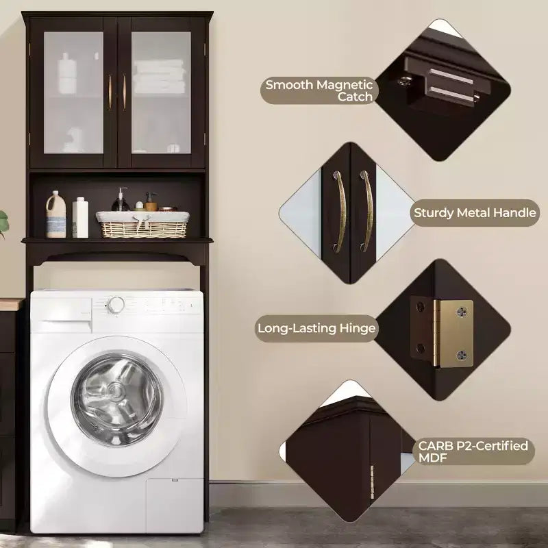Meuble de rangement sur pied au-dessus des toilettes avec étagère pour salle de bain