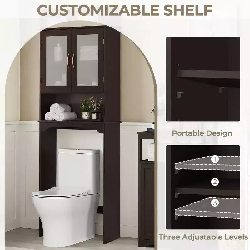 Meuble de rangement sur pied au-dessus des toilettes avec étagère pour salle de bain