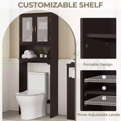 Meuble de rangement sur pied au-dessus des toilettes avec étagère pour salle de bain