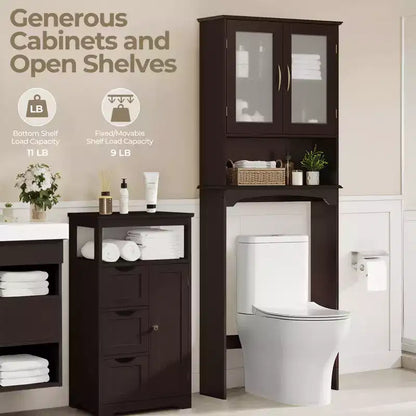 Meuble de rangement sur pied au-dessus des toilettes avec étagère pour salle de bain