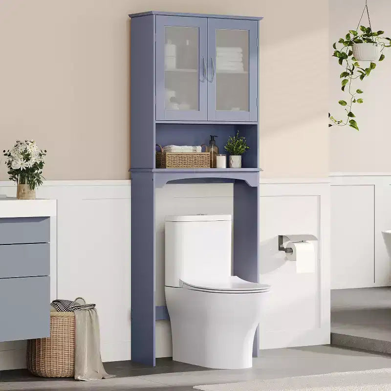 Meuble de rangement sur pied au-dessus des toilettes avec étagère pour salle de bain