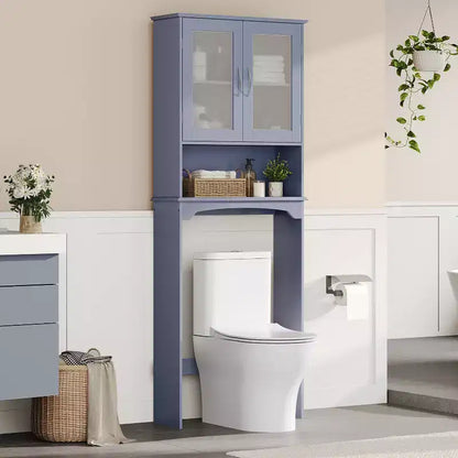 Meuble de rangement sur pied au-dessus des toilettes avec étagère pour salle de bain