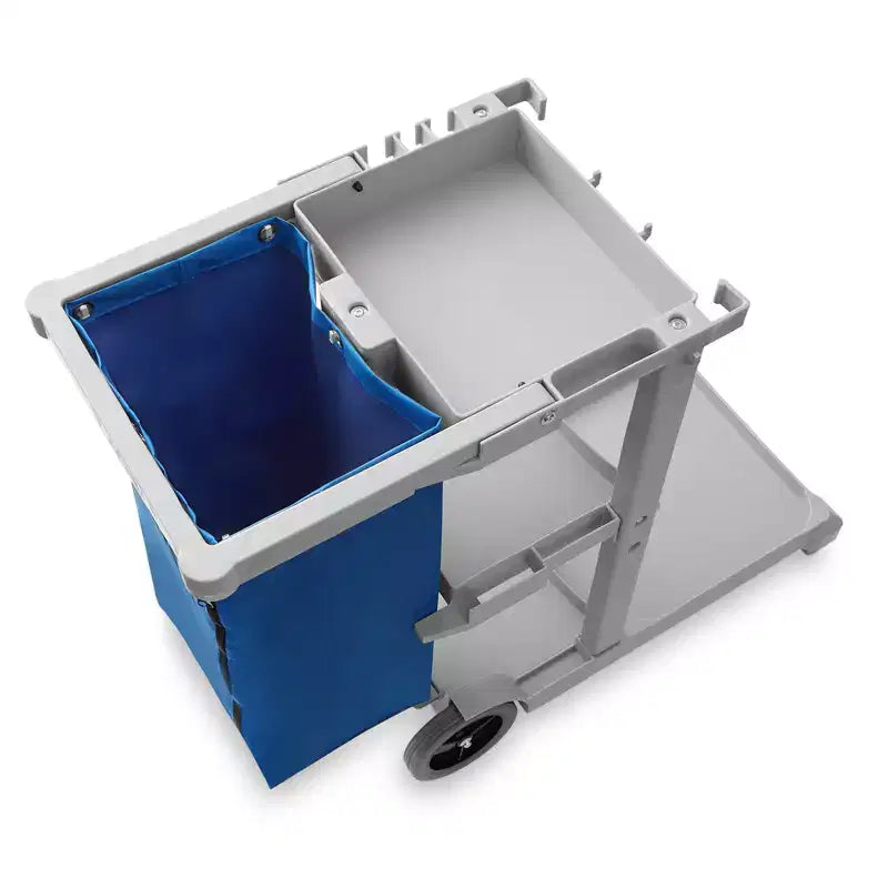 Chariot de nettoyage commercial Dryser avec roues - Chariot de ménage avec étagères et sac en vinyle - Gris